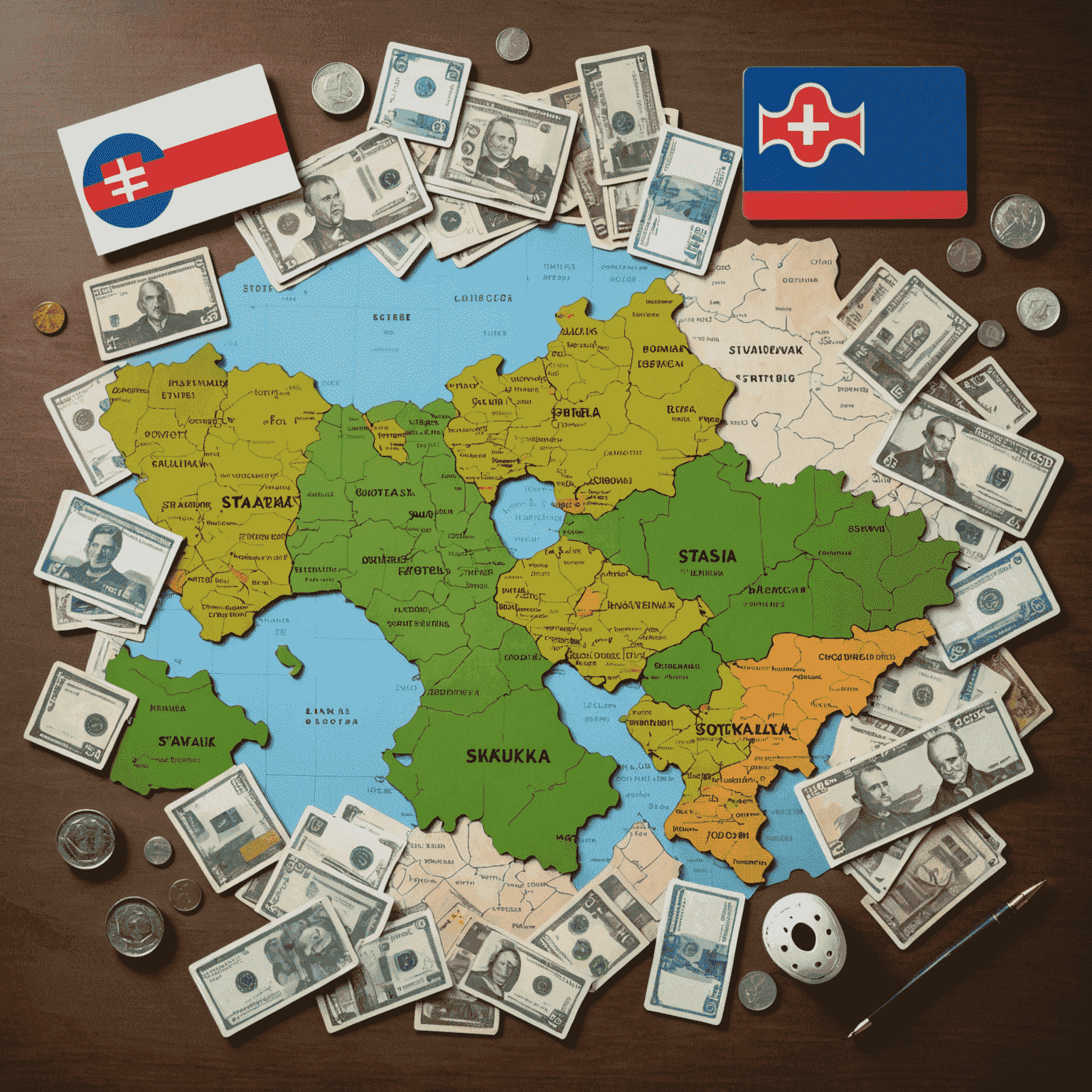 A collage showing various online betting interfaces, Slovak currency, and a map of Slovakia, representing the online betting landscape in the country